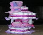 	4-tier mommy-n-me-lilac pink rose diaper cake