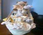 biege and white 3 tier nappy cake