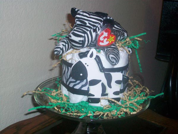 zebra diaper cake