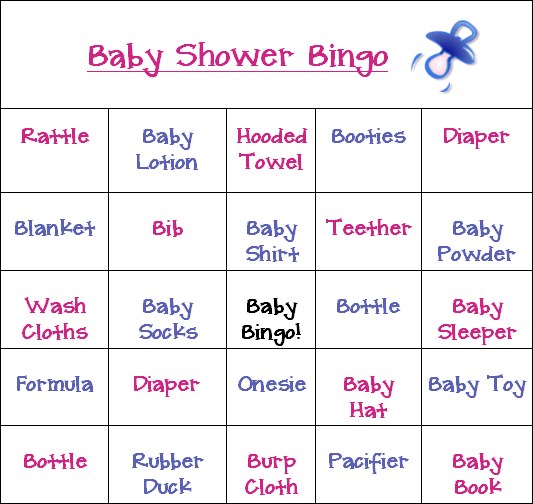 bingo baby shower games cards