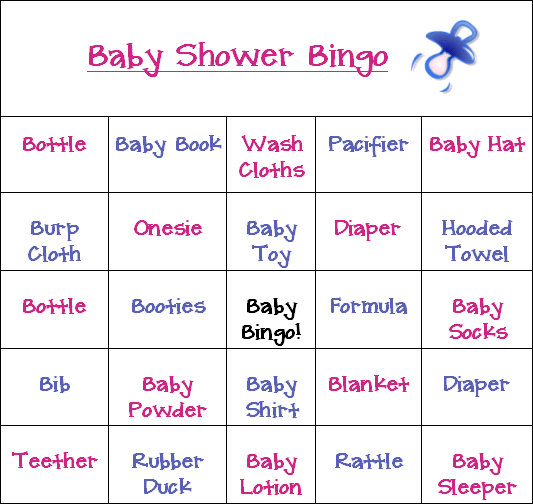 printable baby shower bingo card