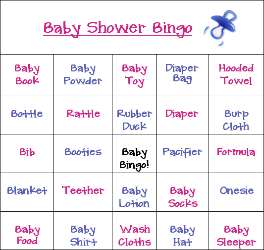 baby shower bingo