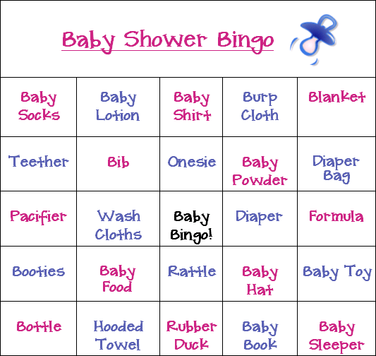 baby shower bingo free