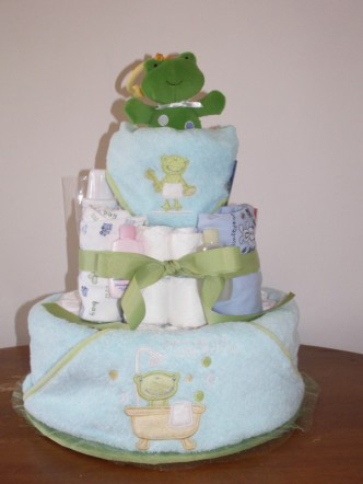 frog diaper cake