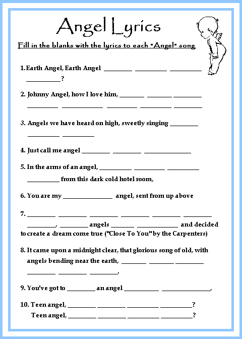 Blue angel baby shower game