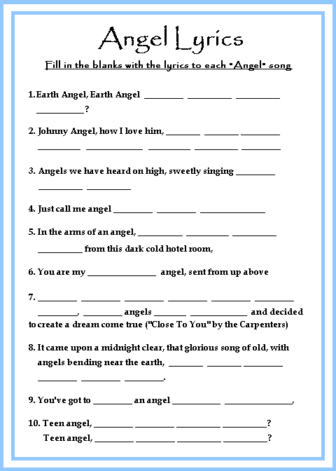 angel lyrics