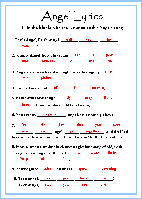 angel lyrics