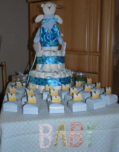 Its a Boy Diaper Cake and Favors. Its a Boy Baby Shower. Ligia's Comments