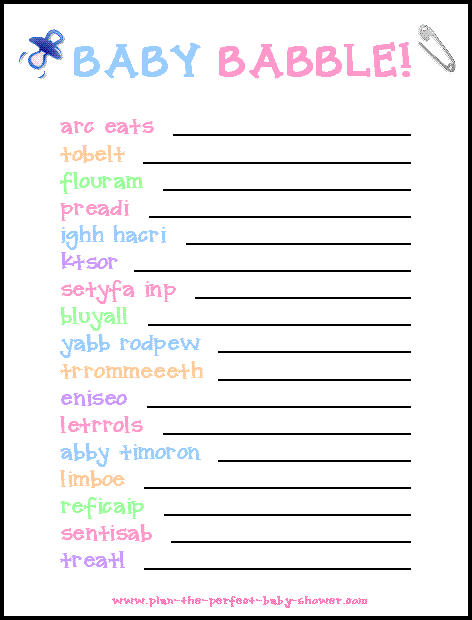 Free Printable Baby Shower Games In Spanish