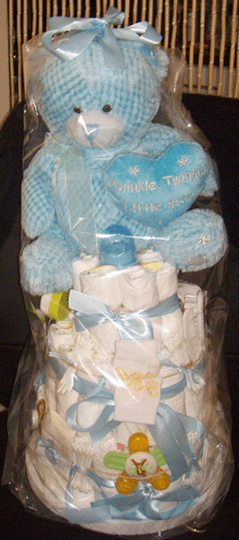 Blue Teddy Diaper Cake