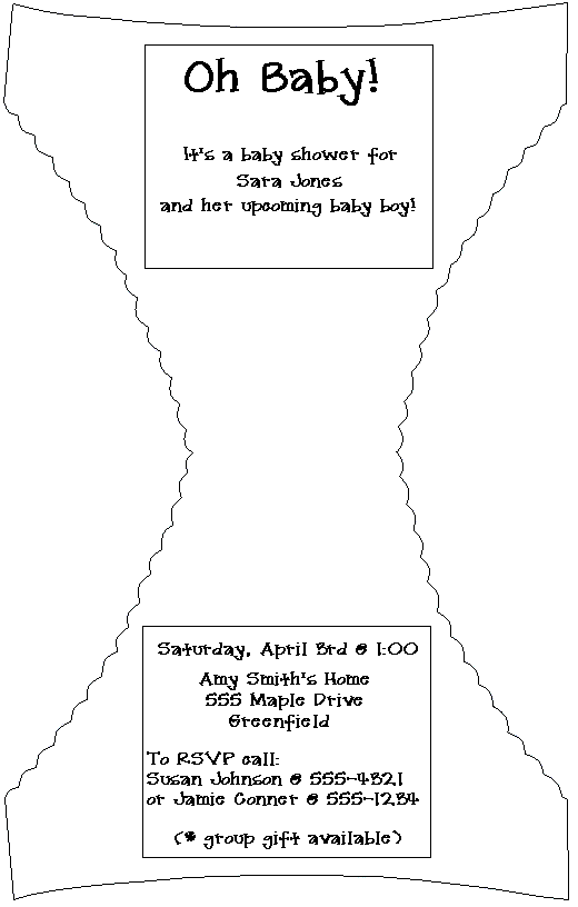Worded Diaper Invitation Worded Diaper Invitation