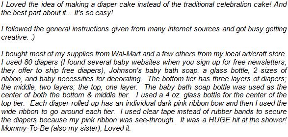 Its a Girl Diaper Cake explanation