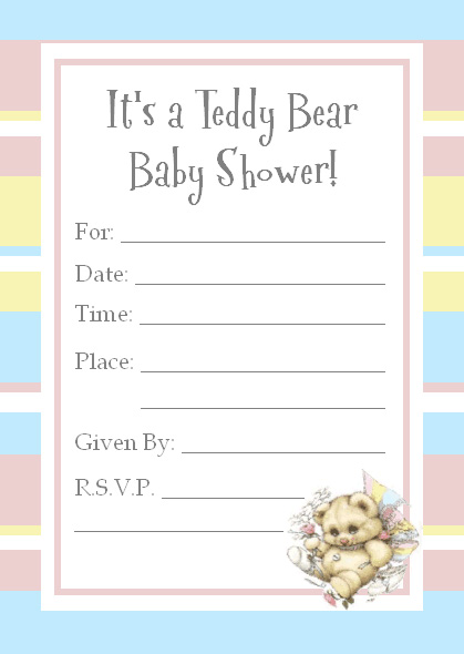 Teddy Bear Invitations for a Baby Shower