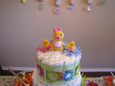 girl yellow ducky diaper cake