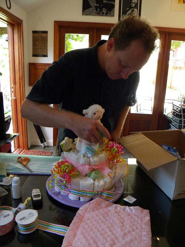 Bright & Cheerful Lamb Diaper Cake