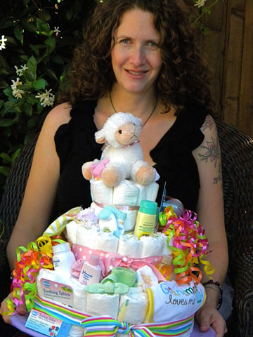 Bright & Cheerful Lamb Diaper Cake