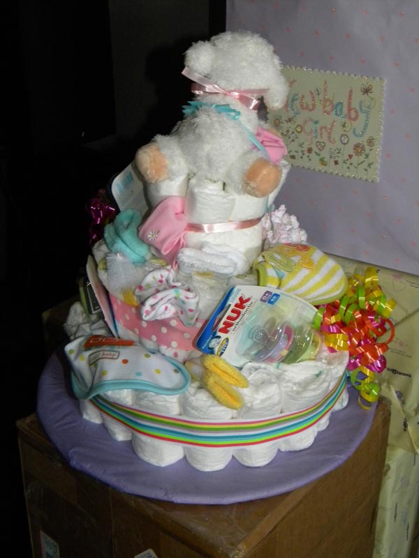 Bright & Cheerful Lamb Diaper Cake