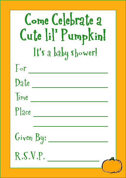Pumpkin Baby Shower Invitation