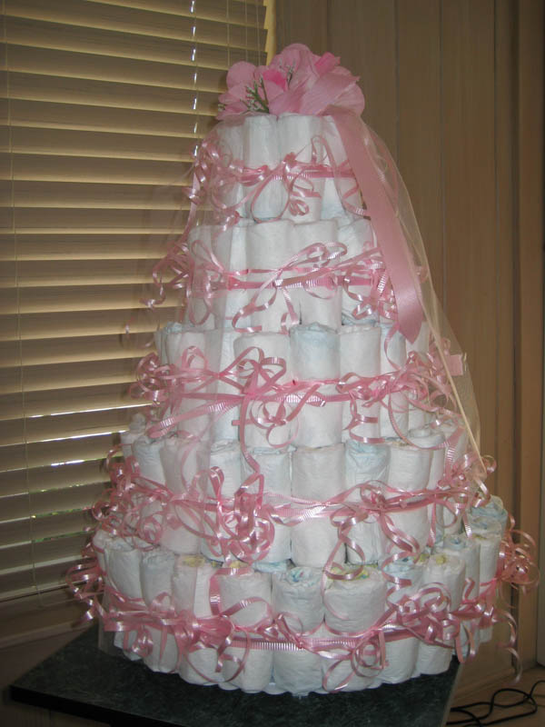 Pink Bow Diaper Cake