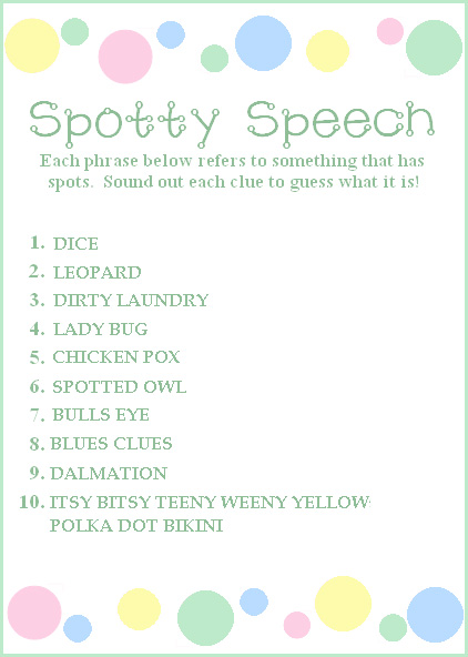 Polka Dot Baby Shower Theme Game Answers Polka Dot Baby Shower Theme Game Answers