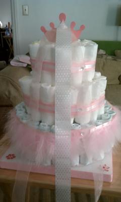 Back of Princess Diaper Cake