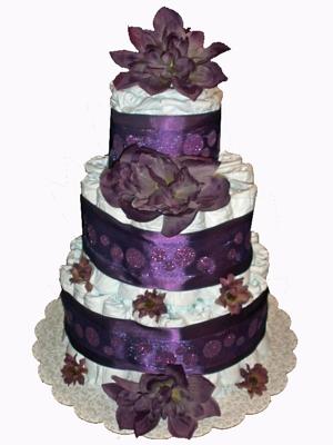 Purple Delight Floral Diaper Cake