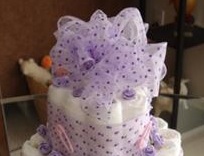Purple Polka Dot Diaper Cake