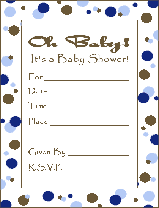 polka dot baby boy shower invitation