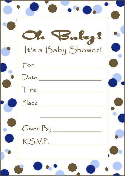 Good Luck on your Baby Shower! Polka Dot baby boy shower invitation