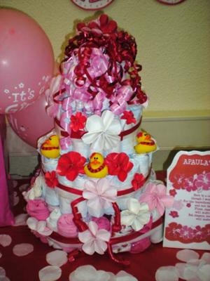 Samoan Red & Pink Diaper Cake