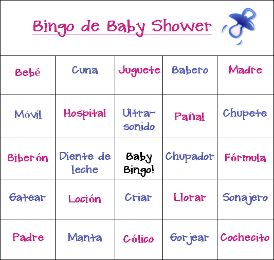 Vuelve a las demás tarjetas de baby shower game spanish bingo ...