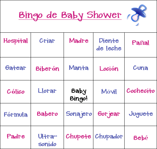 Instrucciones Ejemplos Y Tarjetas Para Baby Shower Bingo
