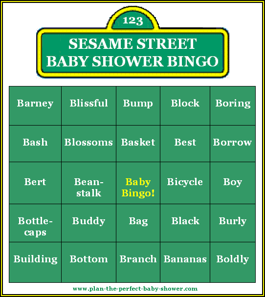 Sesame Street Baby Shower Theme and Game