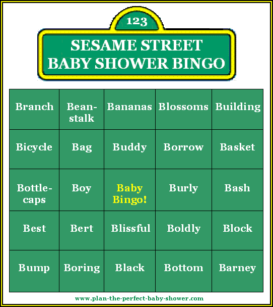 sesame street baby shower theme and game