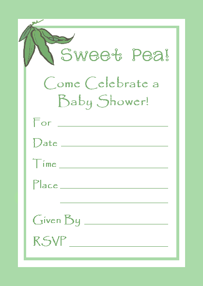 Sweet pea bby invitations