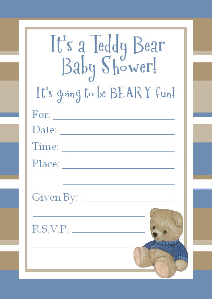 bear boy baby shower invitations