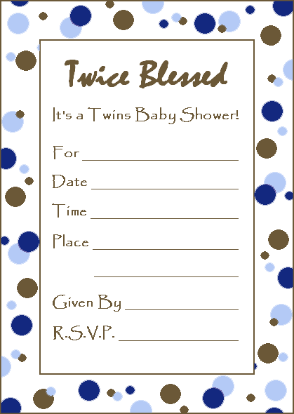 twin baby boy shower invitation