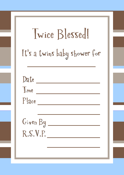 twin baby boy shower invitation