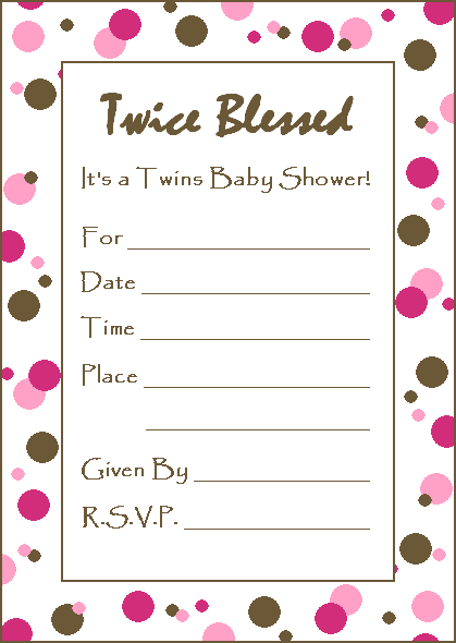 Cute and Free Twin Baby Shower Invitations