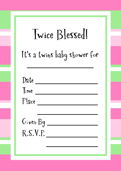 Girl twins baby shower invitation