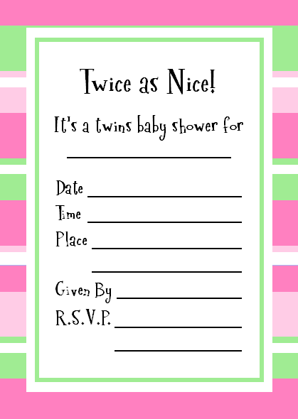 twin baby girl shower invitation