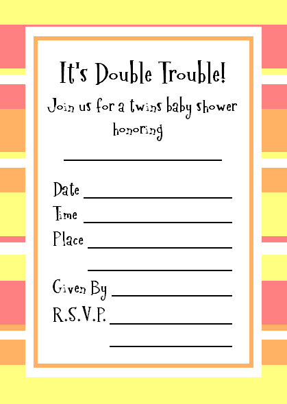 twins baby shower invitations to print