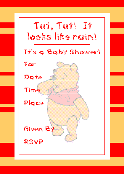Winnie the pooh baby shower invitation