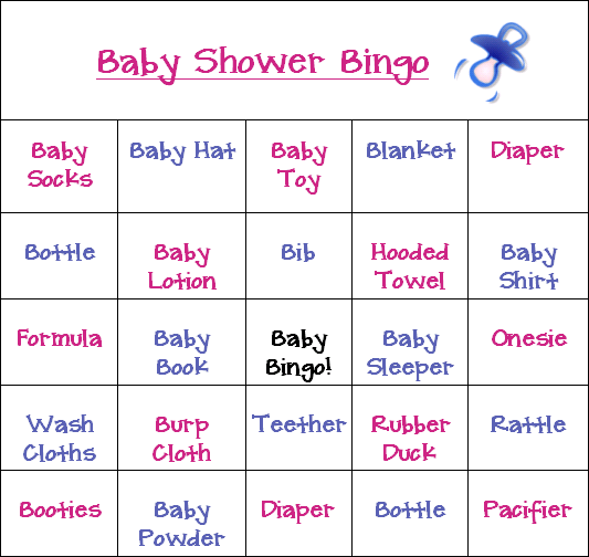 bingo baby shower games cards