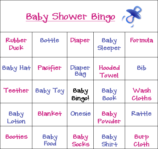 baby shower bingo