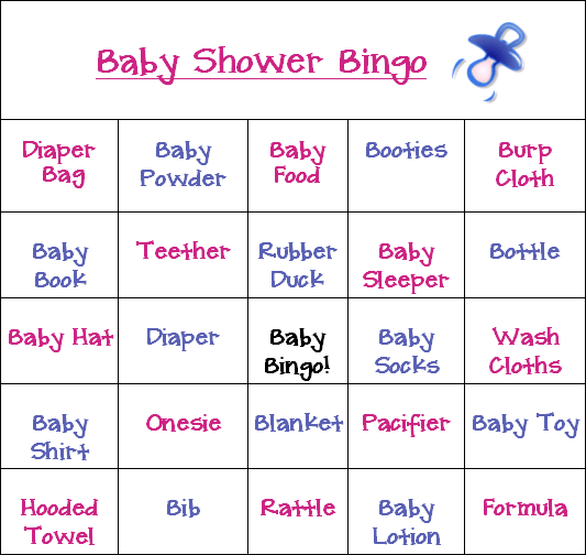 baby shower bingo