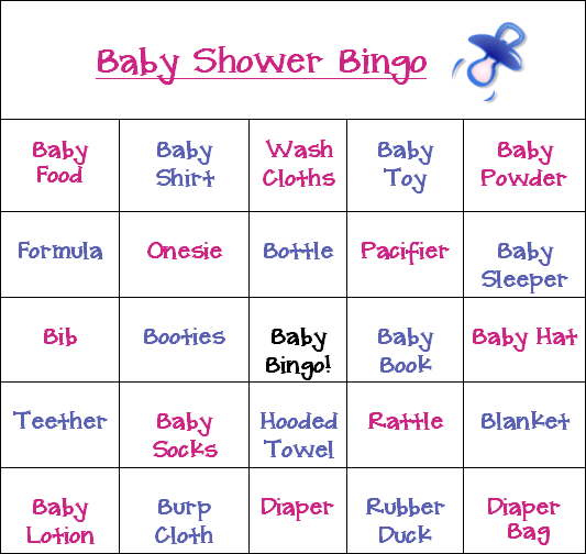 baby shower bingo