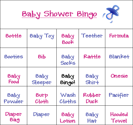 baby shower bingo