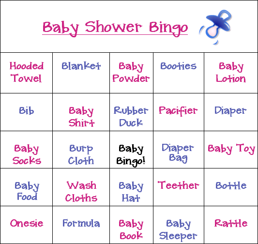 baby shower bingo