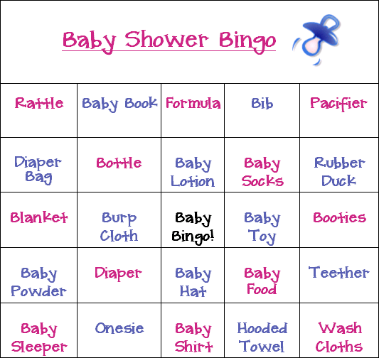 baby shower bingo